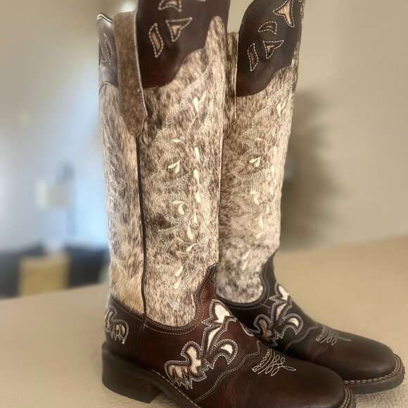 Lacy Brand Frost Style Tall Buckaroo in Lighter Brindle Hair-On Shaft, shin prot - Picture 2 of 5